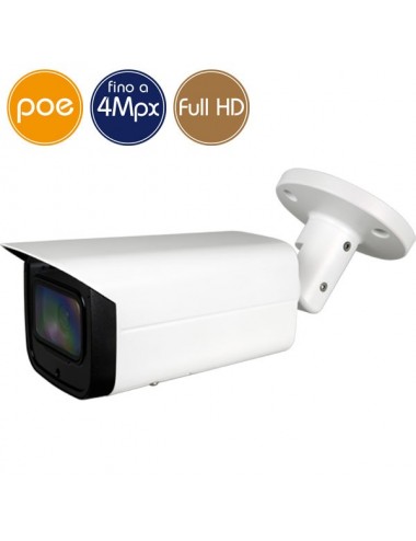 Telecamera IP PoE - 4 Megapixel / Full HD - Ottica motorizzata 2.7-13.5mm - microSD - IR 60m
