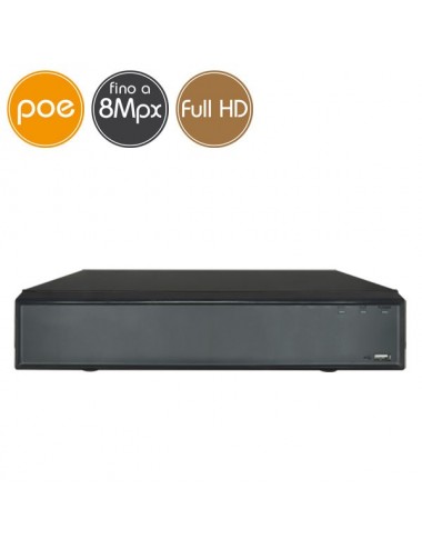 Videoregistratore IP NVR PoE - 8 telecamere - 8 Megapixel / Full HD - VGA HDMI