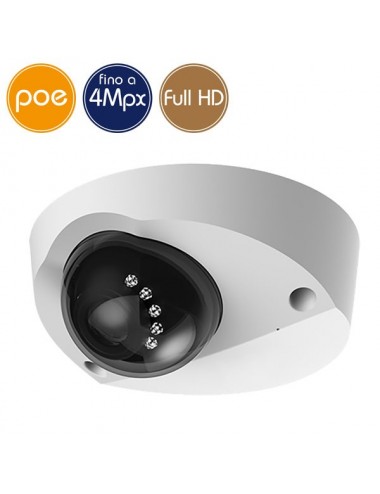 Telecamera dome IP PoE - 4 Megapixel / Full HD (1080p) - microSD - IR 20m