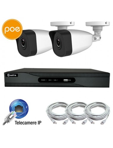 KIT videosorveglianza IP PoE - NVR 4 canali - 2 telecamere IP 2 Megapixel
