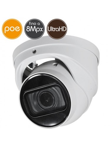Camera dome IP PoE - 8 Megapixel - Motorized 2.7-13.5mm - Mic - IR 50m