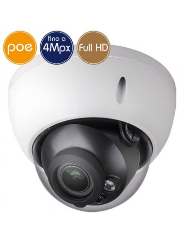 Camera dome IP PoE - 4 Megapixel / Full HD - Motorized zoom 2.7-12mm - microSD - IR 30m