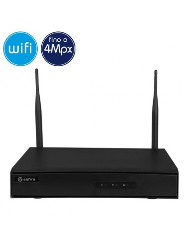 Videoregistratore IP NVR WiFi Wireless SAFIRE 4 telecamere - 4 Megapixel / Full HD